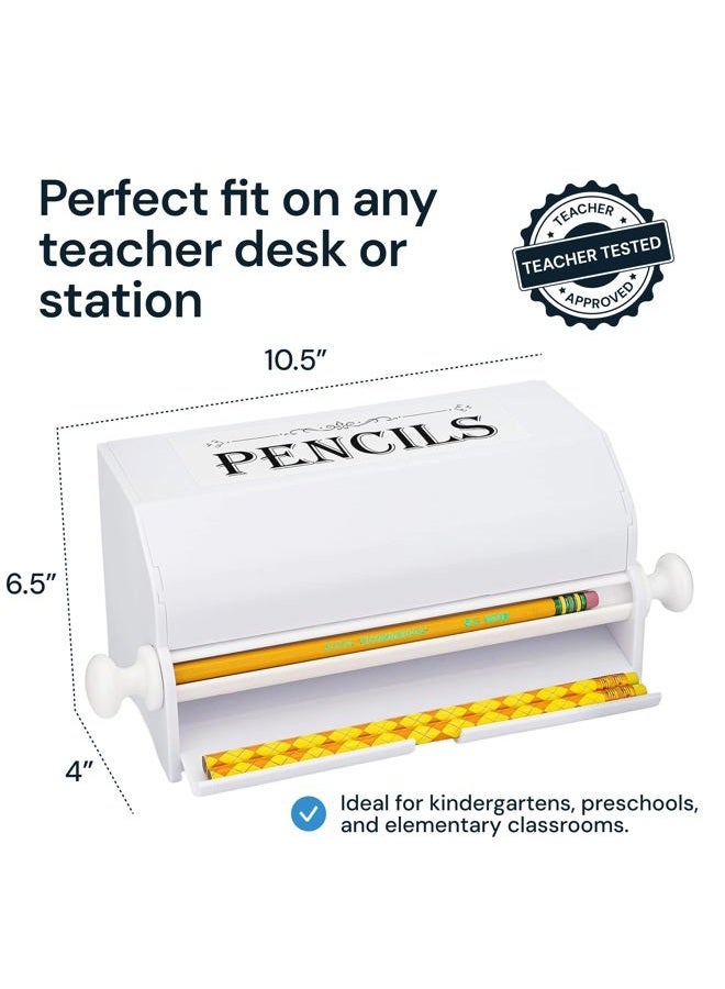 SimplyImagine Pencil Dispenser For Classroom, Home, Office Use or Teacher Gift, Durable Acrylic Rolling Knob Pencil Storage Box L10.50 x W4.25 X H6 Inches - Image 4