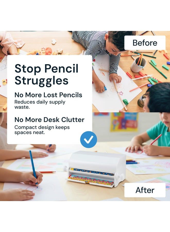 SimplyImagine Pencil Dispenser For Classroom, Home, Office Use or Teacher Gift, Durable Acrylic Rolling Knob Pencil Storage Box L10.50 x W4.25 X H6 Inches - Image 3