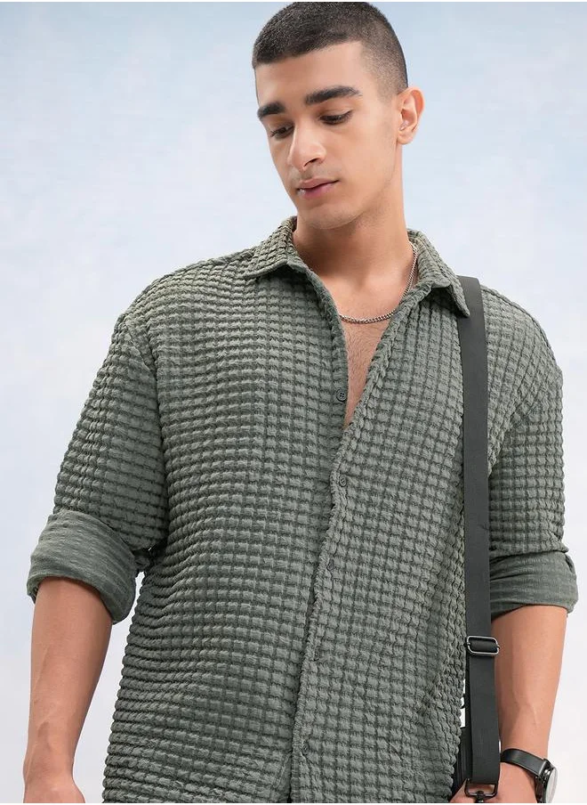 هاي لاندر Highlander Textured Relaxed Fit Shirt
