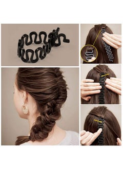 TsMADDTs Topsy Hair Tail Tools Settsmaddts Hair Braiding Set 8 Pcs Topsy Tail Tools 8 Pcs French Centipede Braiders For French Twist Plait Ponytail 10 Pcs Black Hair Ties Bulk  - Image 4