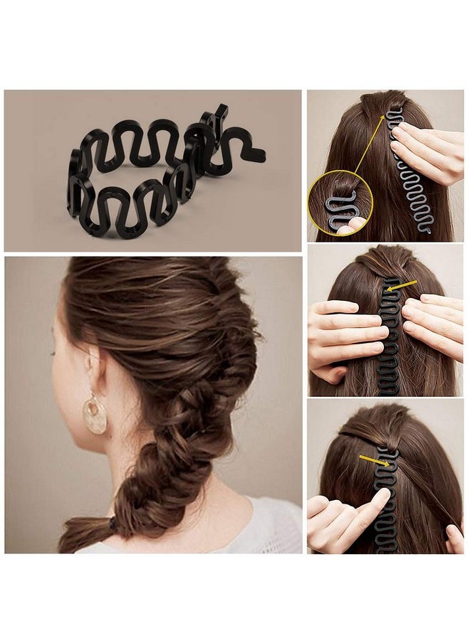 TsMADDTs Topsy Hair Tail Tools Settsmaddts Hair Braiding Set 8 Pcs Topsy Tail Tools 8 Pcs French Centipede Braiders For French Twist Plait Ponytail 10 Pcs Black Hair Ties Bulk  - Image 4