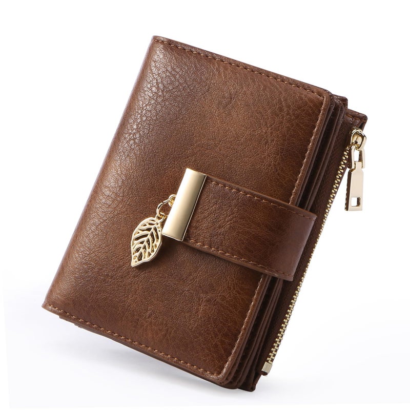 yiijay Small Wallet Women RFID Blocking Leather Bifold Wallet Credit Card Holder for Women Ladies Compact Wallet Mini Purse With Zipper Pocket - Image 1