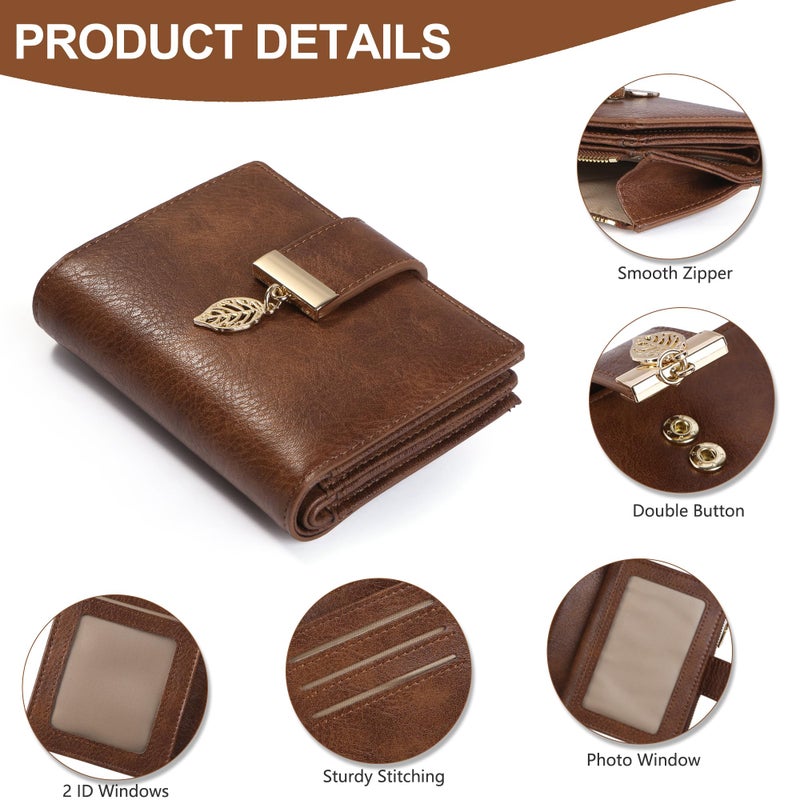 yiijay Small Wallet Women RFID Blocking Leather Bifold Wallet Credit Card Holder for Women Ladies Compact Wallet Mini Purse With Zipper Pocket - Image 3