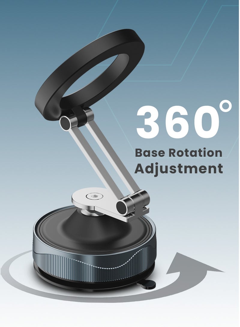 Moxedo Magnogrip Car Phone Holder Foldable Rounded Magnets for Dashboard with Vacuum Suction Cup 360° Base Rotation with Metal Plate Compatible for All Smartphone - Image 4