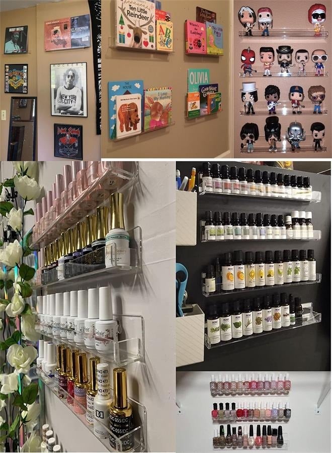 general 15 Inch Invisible Acrylic Floating Wall Ledge Shelf,Wall Mounted Nursery Kids Bookshelf, Invisible Spice Rack, Clear 5MM Thick Bathroom Storage Shelves Display Organizer,Transparent (6 Pack) - Image 4