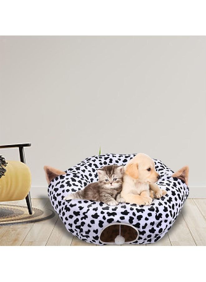 NKX Soft Plush Round Pet with Tunnel Round Scratch Resistant Cat Bed - Image 3