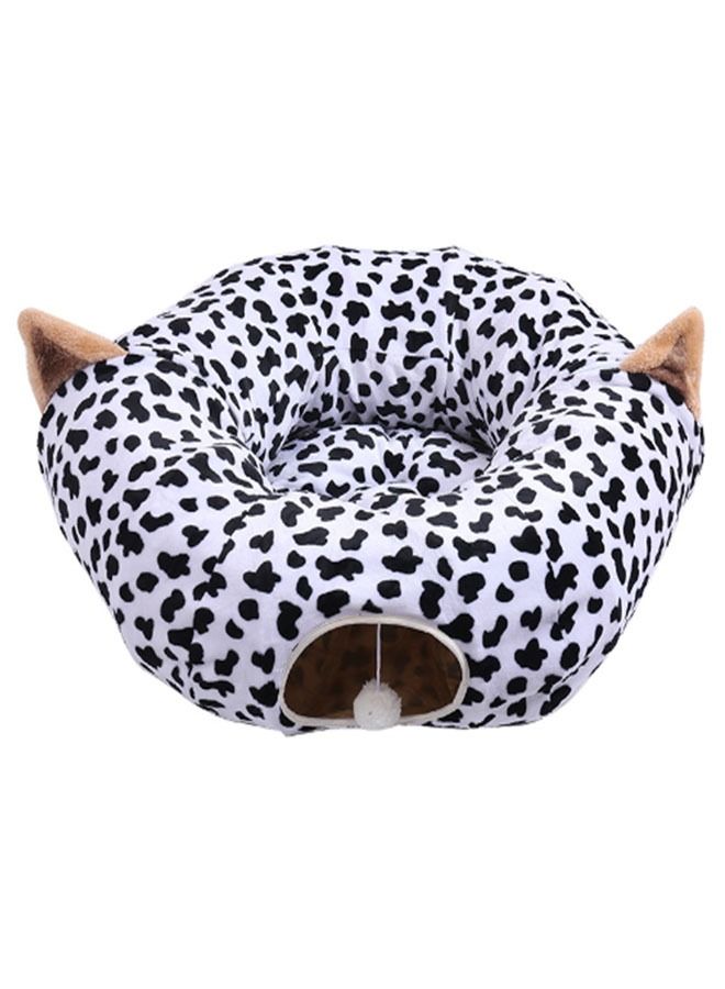 NKX Soft Plush Round Pet with Tunnel Round Scratch Resistant Cat Bed - Image 1