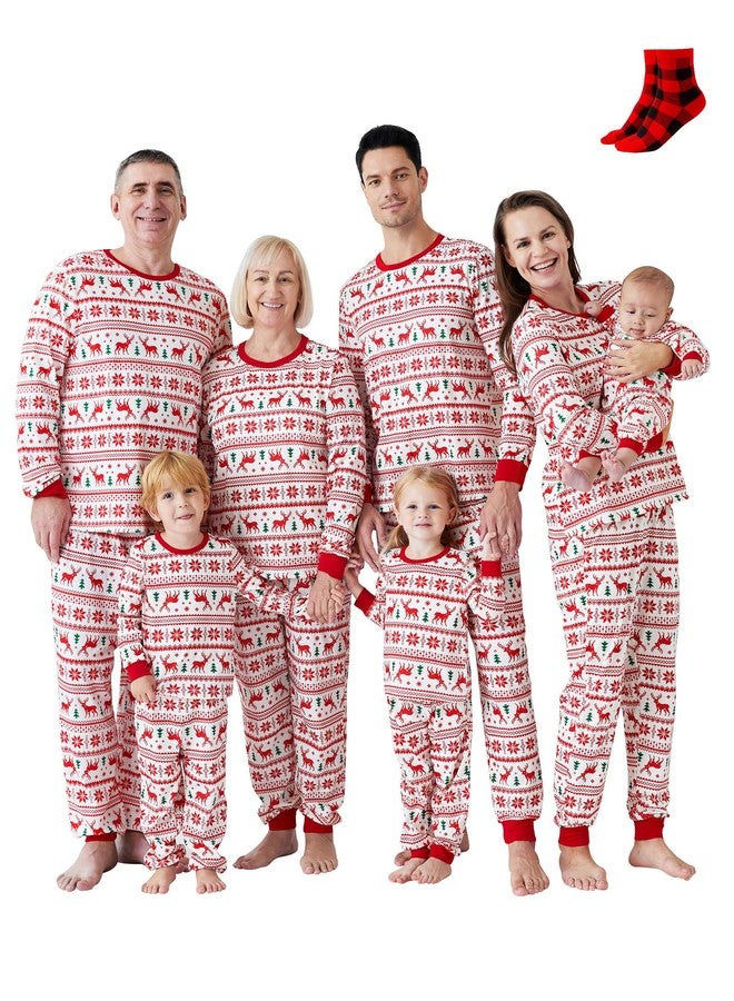 PATPAT Family Christmas Pajamas Matching Sets Reindeer and Snowflake Patterned Sleepwear Xmas Holiday PJS Set Kids 8-9 Years - Image 1