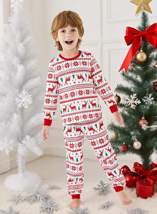 PATPAT Family Christmas Pajamas Matching Sets Reindeer and Snowflake Patterned Sleepwear Xmas Holiday PJS Set Kids 8-9 Years - Image 3