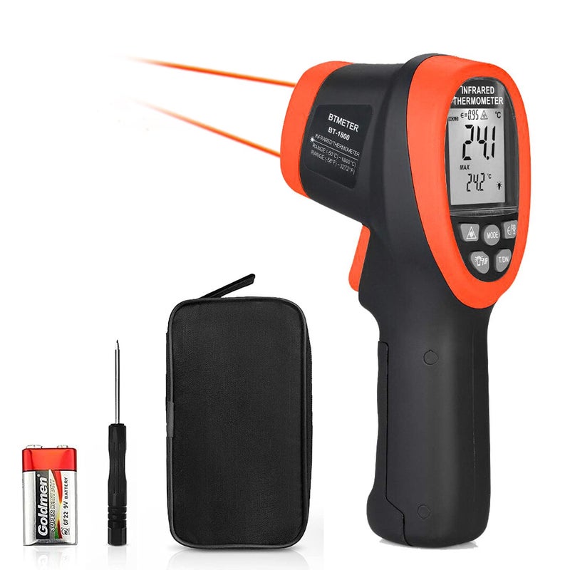 BTMETER BT-1800 Non Contact Pyrometer High Temperature Infrared Thermometer Gun -58°F ~3272°F (-50~1800℃) DS 50:1 for Metal Melting Furnace Forge Kiln Tempe Tester (Not Accurate for Human Temp) - Image 1