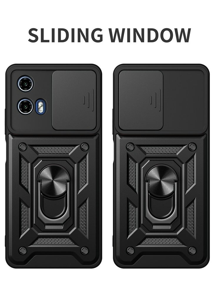 Motorola G24 Power 4G Case, Slide Camera Lens Cover + 360°Rotating Kickstand Ring + Support Magnetic Car Mount Shockproof Mobile Phone Case - Image 3