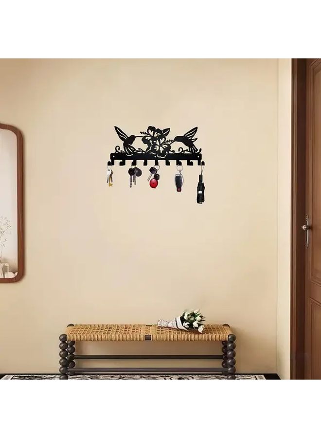 Black Metal Wall Mounted Key Holder For Keys And Hats Home Organization Storage Hanger Hook - Image 5
