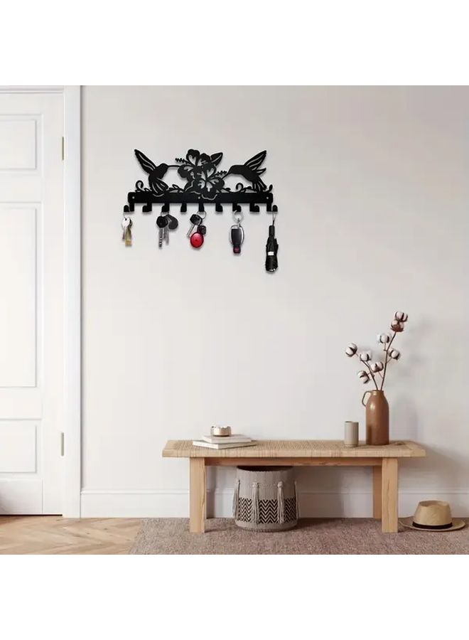 Black Metal Wall Mounted Key Holder For Keys And Hats Home Organization Storage Hanger Hook - Image 2