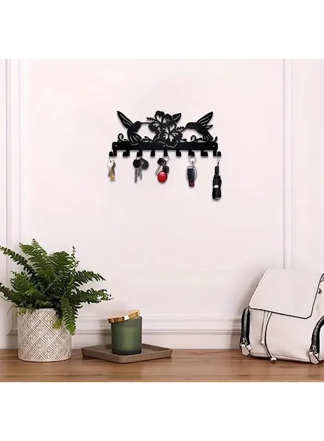 Black Metal Wall Mounted Key Holder For Keys And Hats Home Organization Storage Hanger Hook - Image 4