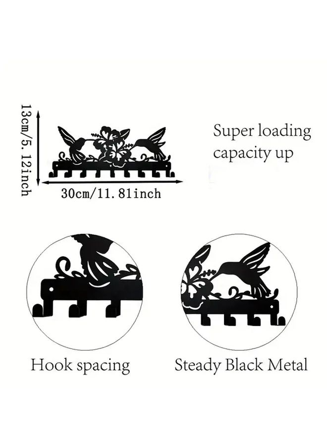 Black Metal Wall Mounted Key Holder For Keys And Hats Home Organization Storage Hanger Hook - Image 3