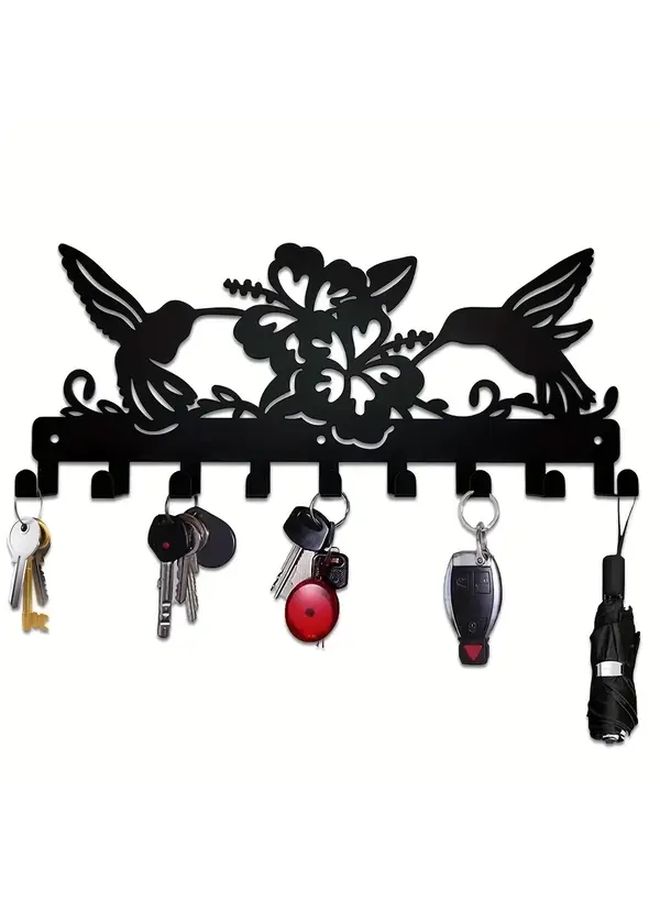 Black Metal Wall Mounted Key Holder For Keys And Hats Home Organization Storage Hanger Hook - Image 1