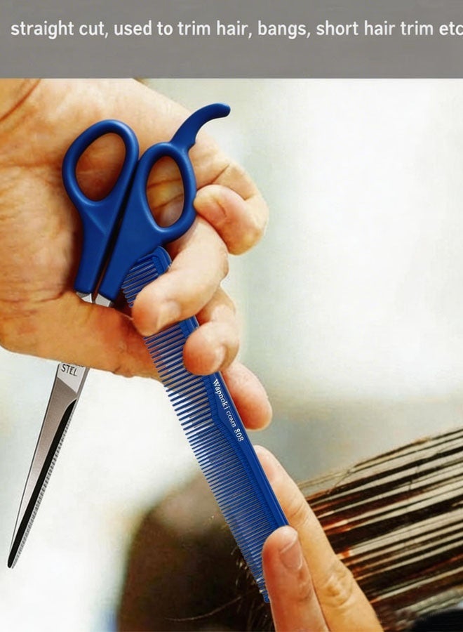 3 Pack Hair Scissors for all Hair Types, Hair Cutting Scissors & Thinning Shear Set with Comb Set, Suitable for Hairdressers, Barbers, Professionals, Personal Use - Blue - Image 2