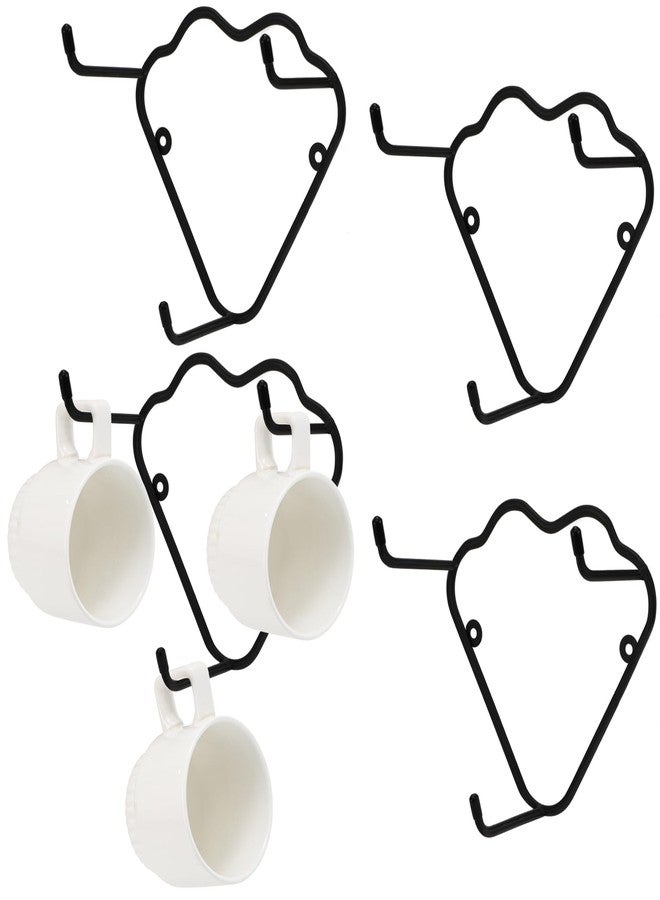 Dicunoy 4 Pack Metal Mug Rack Wall Mounted, Black Coffee Mug Hook Hanger, Souvenir Cups Holder Display Storage Hooks, Space Saving Mug Shelf Organizer for Dining Room, Coffee Bar - Image 1