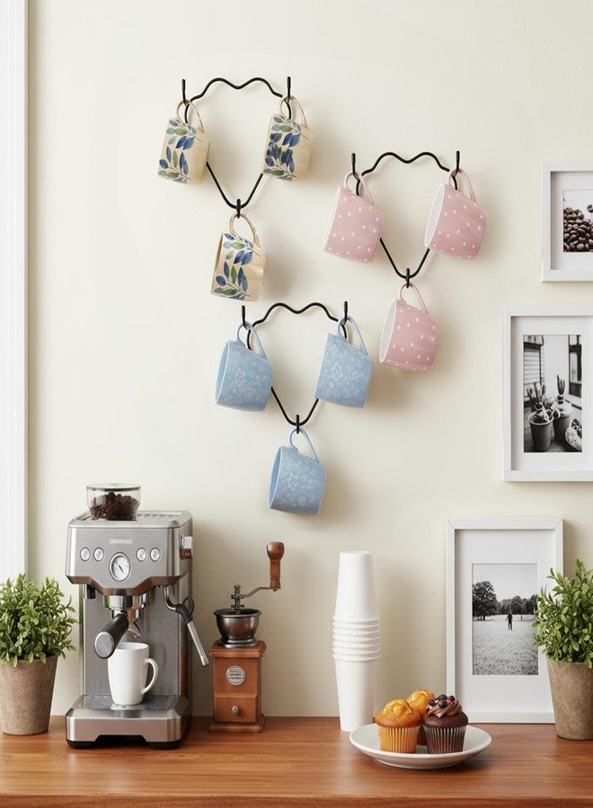 Dicunoy 4 Pack Metal Mug Rack Wall Mounted, Black Coffee Mug Hook Hanger, Souvenir Cups Holder Display Storage Hooks, Space Saving Mug Shelf Organizer for Dining Room, Coffee Bar - Image 5