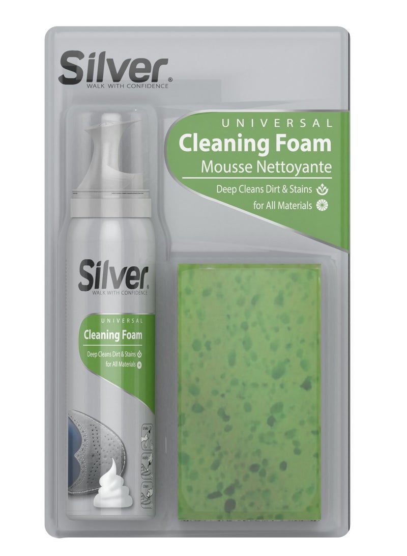 Silver Dirt & Stain Cleaning Foam with Sponge 125ml Ultimate Cleanliness in One Swipe - Image 1