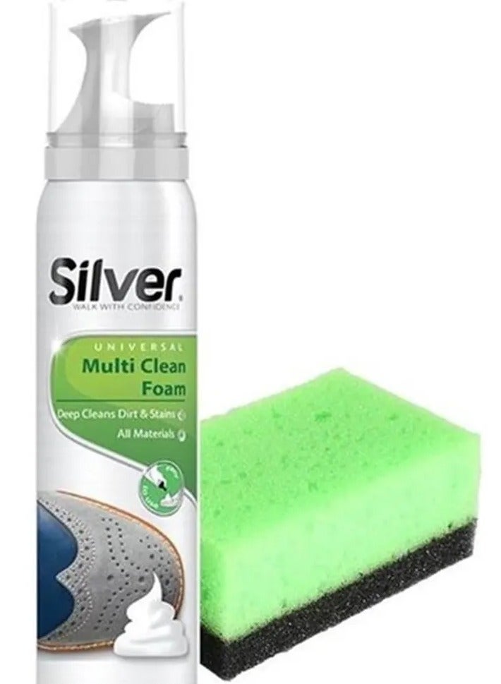 Silver Dirt & Stain Cleaning Foam with Sponge 125ml Ultimate Cleanliness in One Swipe - Image 2