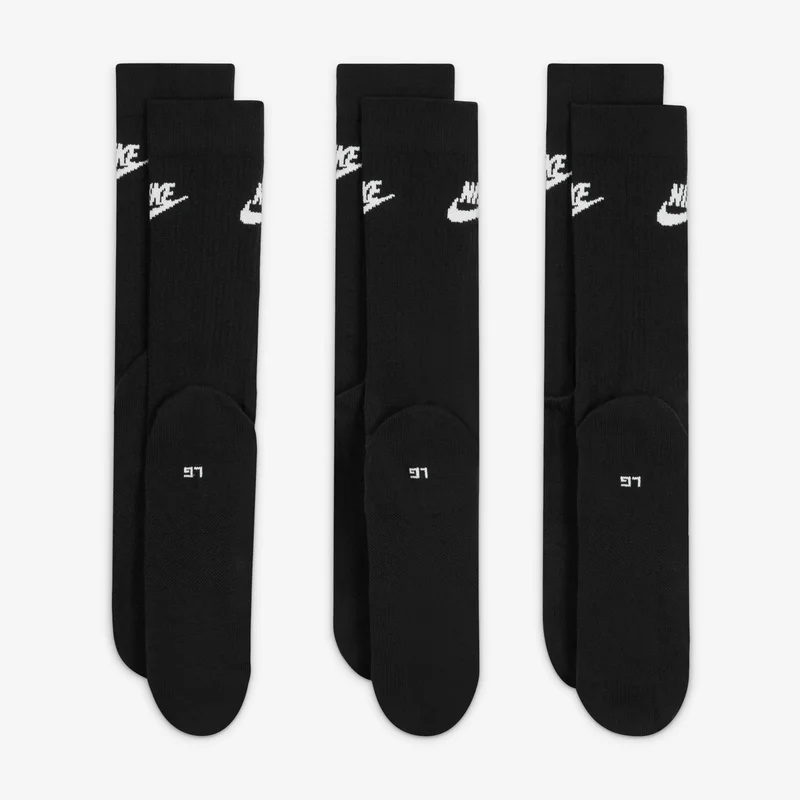 Nike Black Sportswear Everyday Essential Crew Socks (3 Pairs)  | Best Price UAE