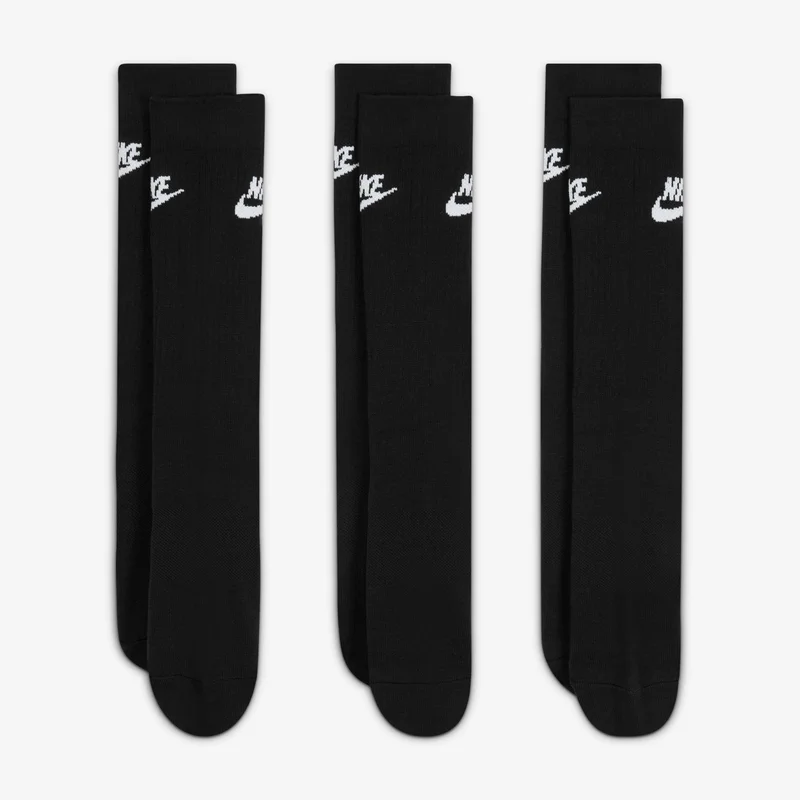 Nike Black Sportswear Everyday Essential Crew Socks (3 Pairs)  | Best Price UAE