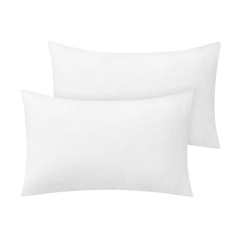 BEDELITE Flannel Pillow Cases Queen Size Set of 2  Super Soft Fleece Pillow Case Cover with Zipper for Bedroom  Sofa  Couch Luxury Cozy Velvet Pillow Shams for All Seasons(20x30 Inches Bright White) - Image 1