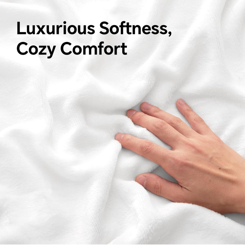 BEDELITE Flannel Pillow Cases Queen Size Set of 2  Super Soft Fleece Pillow Case Cover with Zipper for Bedroom  Sofa  Couch Luxury Cozy Velvet Pillow Shams for All Seasons(20x30 Inches Bright White) - Image 4