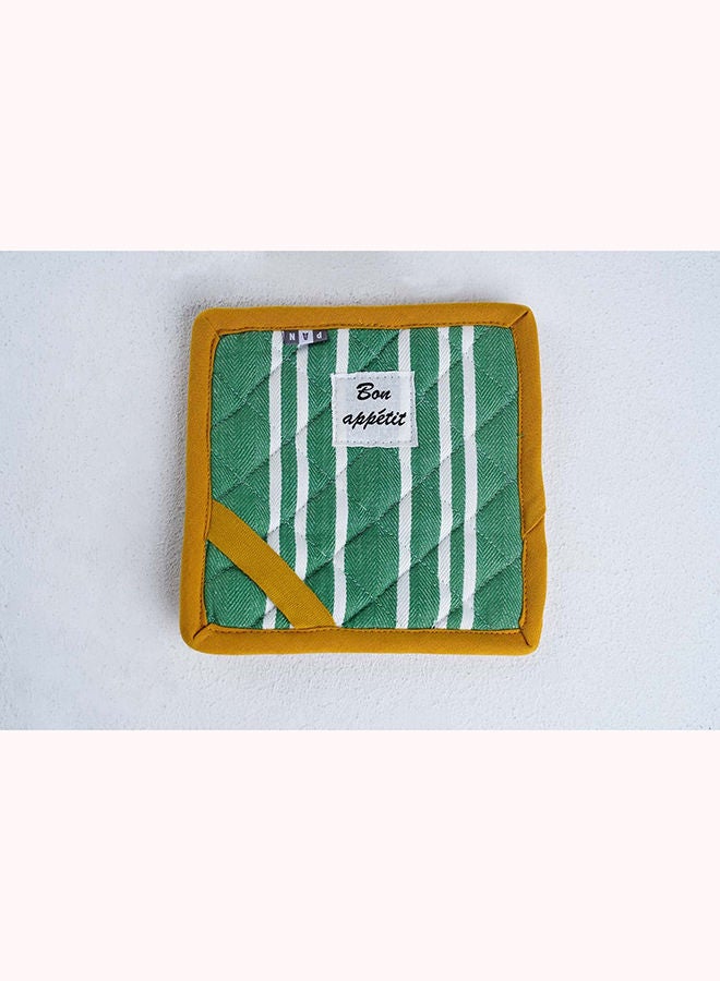 Pan Home حامل أواني بون أبيتيت S/2 أخضر وأصفر 20x20 سم - Image 1