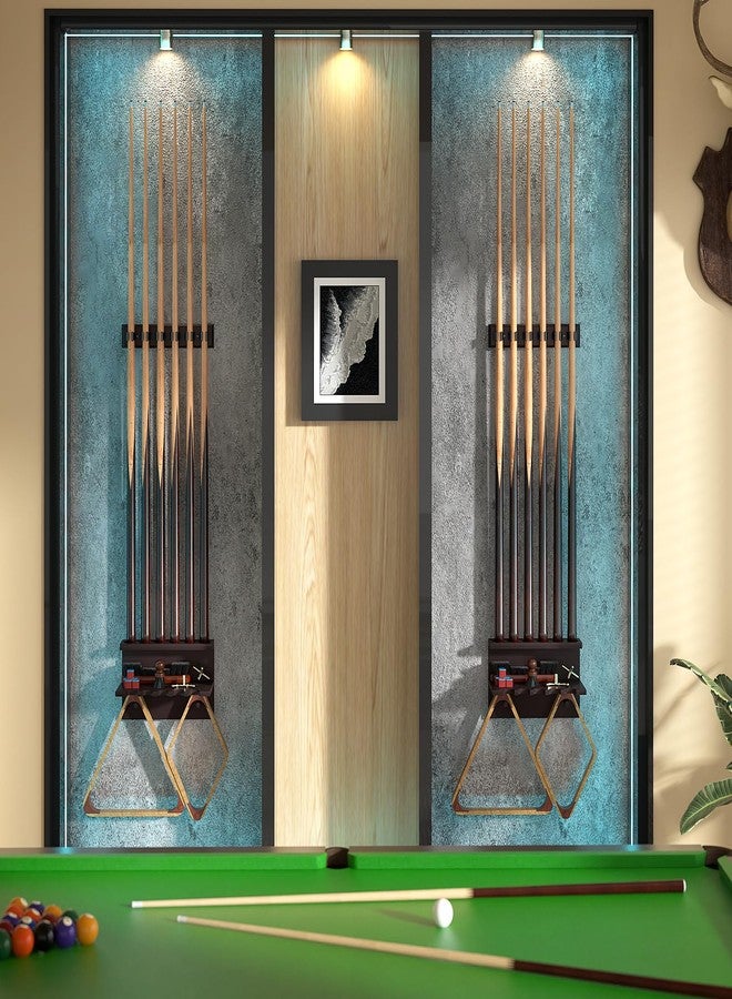 Bambition Wall Mount Pool Stick Holder, Bamboo Billiards Cue wall Rack for 6 Cues and Pool Table Accessories Storage Equipment Organizer, Dark Brown - Image 4