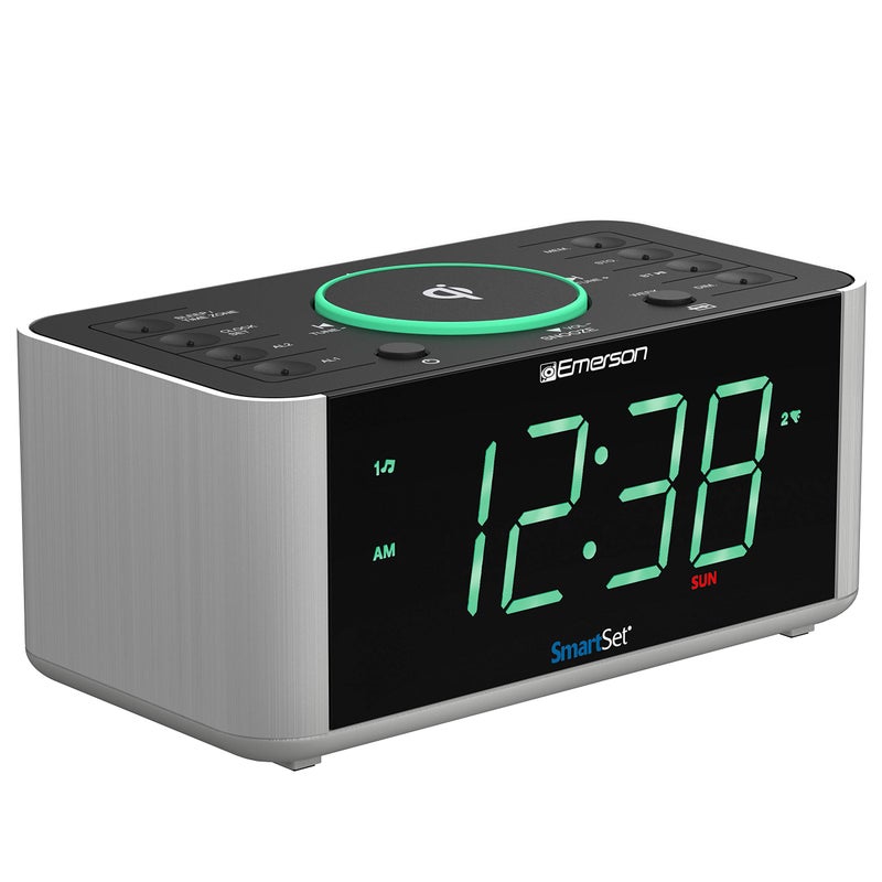 Emerson Smartset Dual Alarm Clock Radio and QI Wireless Phone Charger with Bluetooth, All Qi Compatible Phones, ER100202 - Image 2