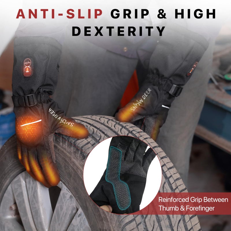 SNOW DEER Heated Gloves for Men Women - Rechargeable, Waterproof, Cut-Resistant with Touchscreen for Winter Outdoor Work,Camping Warmer,X-Large,Black - Image 4