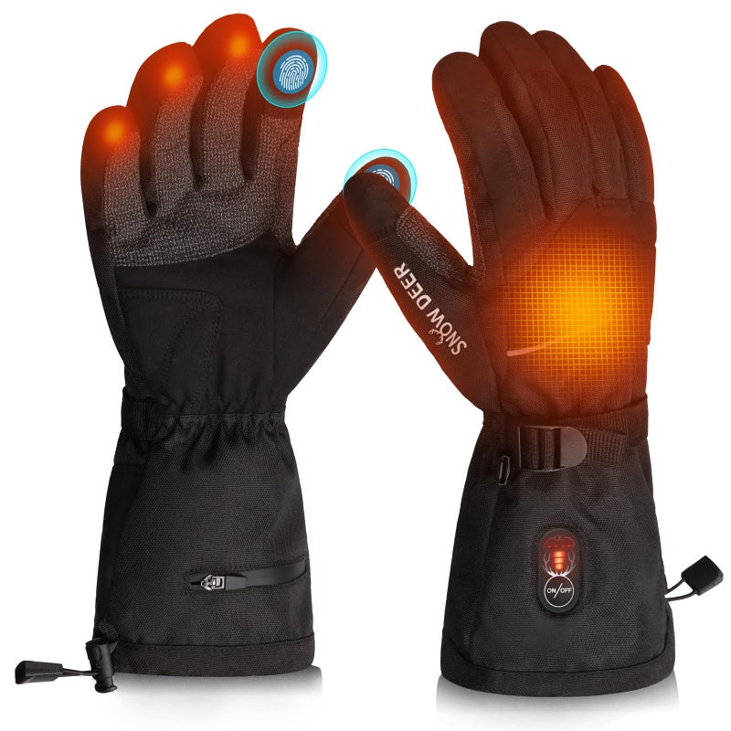 SNOW DEER Heated Gloves for Men Women - Rechargeable, Waterproof, Cut-Resistant with Touchscreen for Winter Outdoor Work,Camping Warmer,X-Large,Black - Image 1