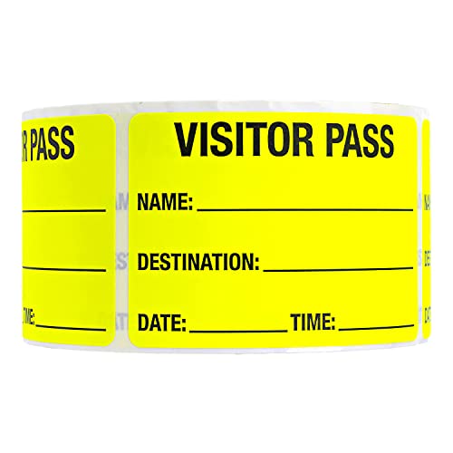 SBlabels Chartreuse Visitor Pass 500 Fluorescent Yellow ID LabelsSafety Identification Badge Stickers