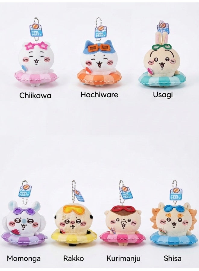 MINISO x Chiikawa Summer Party Swim Ring Collection Plush Pendant Keychain, 1 Piece, Soft Character Bag Charm, Collectible Accessory and Gift - Image 1