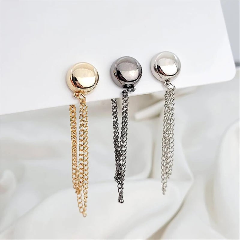 Hem Clips For Pants 12pcs Magnetic Clothing Clip With Chain Metal Jean Buttons Clothes Scarf Trouser Legs Cuff - Image 3