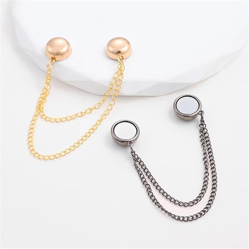 Hem Clips For Pants 12pcs Magnetic Clothing Clip With Chain Metal Jean Buttons Clothes Scarf Trouser Legs Cuff - Image 4