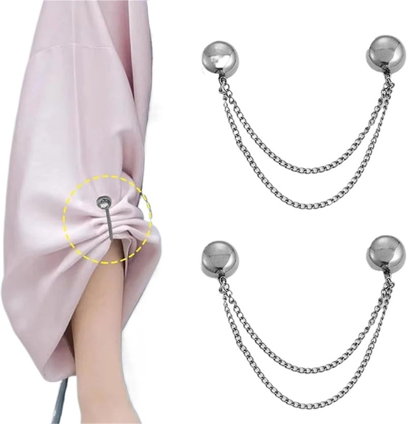 Hem Clips For Pants 12pcs Magnetic Clothing Clip With Chain Metal Jean Buttons Clothes Scarf Trouser Legs Cuff - Image 1