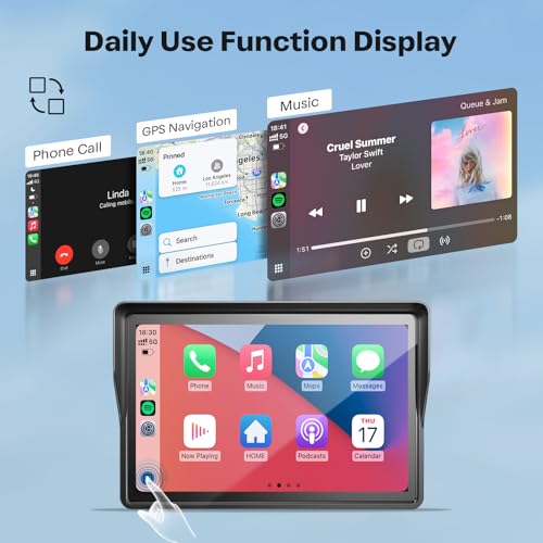 WonVon 5 Inch Motorcycle Carplay GPS Navigation System with Apple Carplay and Android Auto Portable Screen with Dual Bluetooth, Navigation, Siri, Google Assistant - Image 3