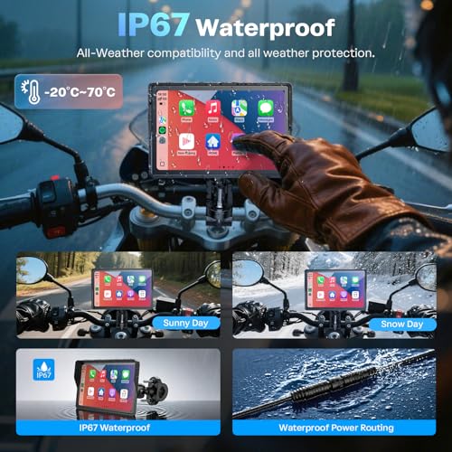 WonVon 5 Inch Motorcycle Carplay GPS Navigation System with Apple Carplay and Android Auto Portable Screen with Dual Bluetooth, Navigation, Siri, Google Assistant - Image 4