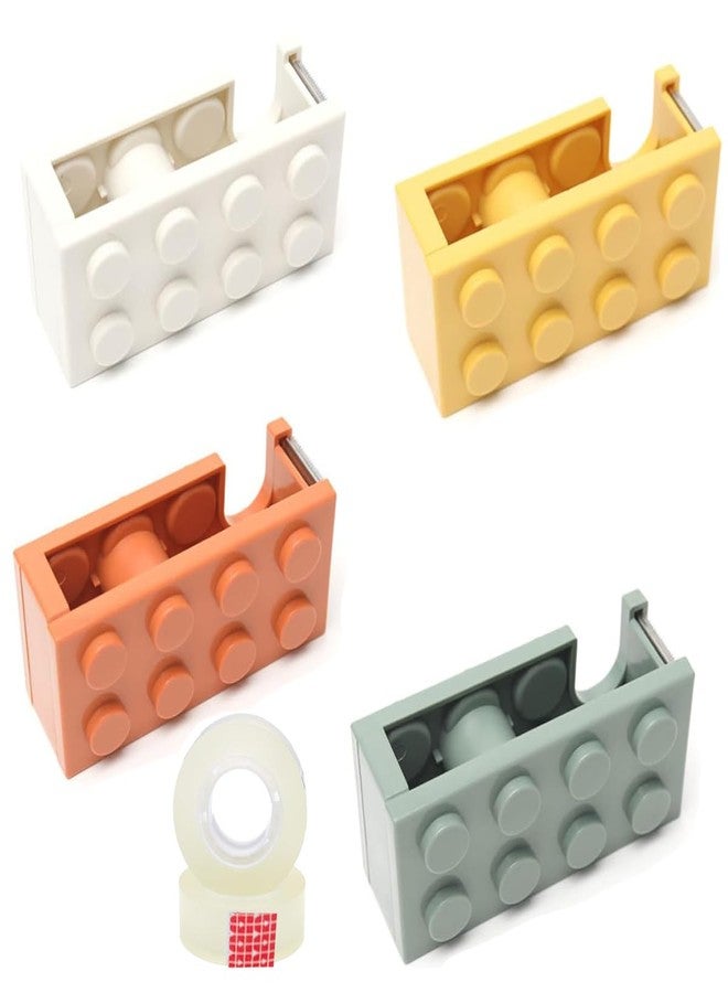 Hibucuo 4 Pack Mini Desktop Tape Dispenser with 2 Rolls Tape, Cute 4 Color Tape Dispenser Kids for Gift Wrapping Tape Cutter for Office Home School and Crafts - Image 1