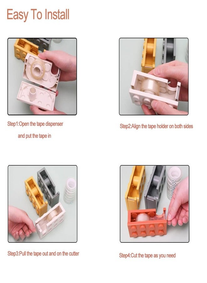 Hibucuo 4 Pack Mini Desktop Tape Dispenser with 2 Rolls Tape, Cute 4 Color Tape Dispenser Kids for Gift Wrapping Tape Cutter for Office Home School and Crafts - Image 2