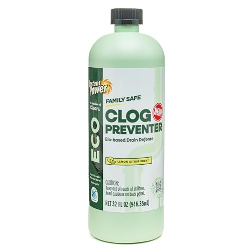 Instant Power Eco Clog Preventer - Enzyme Drain Cleaner Liquid and Deodorizer for Sink, Shower, Toilet, Garbage Disposal Cleaner, Bio-Based Drain Defense, Smell Remover and Odor Eliminator - 32 fl oz - Image 1