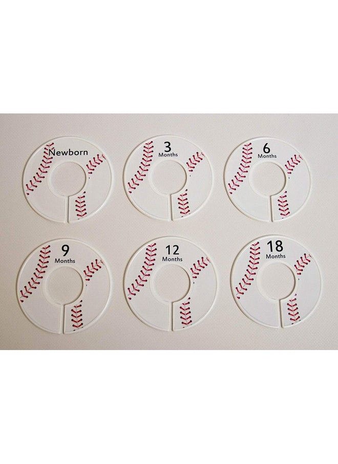 Closet Doodles - 6 Baseball C196 Baby Boy Nursery Clothing Size Closet Dividers (1.25 Inch Rod) - Image 1