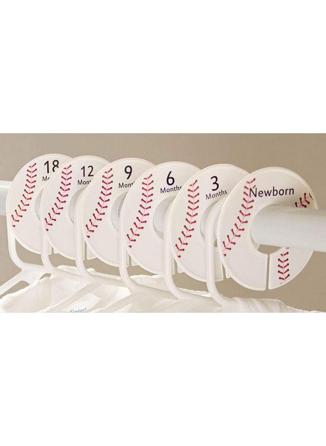 Closet Doodles - 6 Baseball C196 Baby Boy Nursery Clothing Size Closet Dividers (1.25 Inch Rod) - Image 1