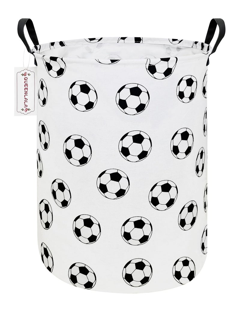 QUEENLALA Large Storage BasketLaundry HamperBathroomHome DecorCollapsible Round Storage BinBoys and Girls HamperBoxesClothingRoundFootball
