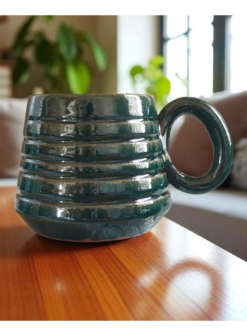 كلور زون بوتري مج من الفخار و الخزف بسعة 300 مل، كل قطعه فريده من نوعها امن داخل الميكروويف - Image 2