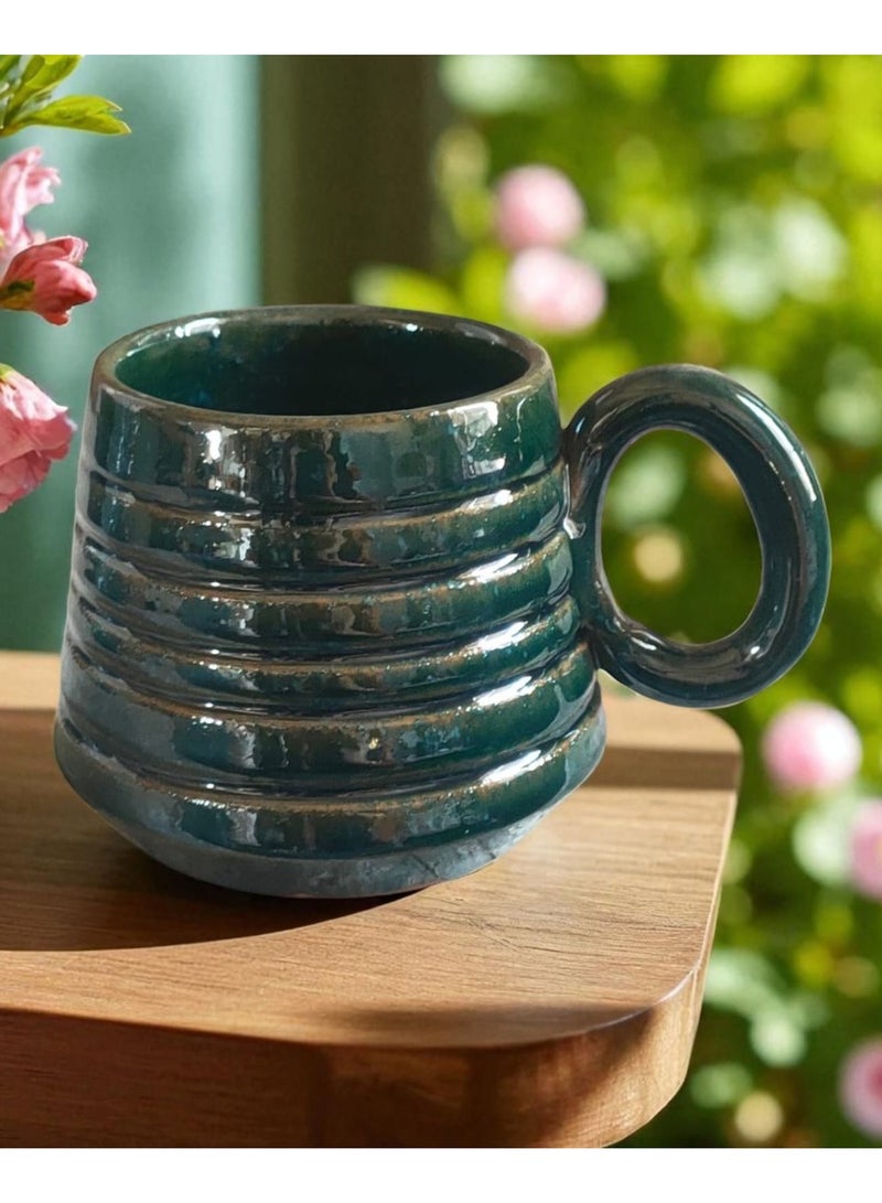 كلور زون بوتري مج من الفخار و الخزف بسعة 300 مل، كل قطعه فريده من نوعها امن داخل الميكروويف - Image 3