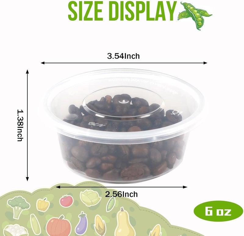 Augshy 40 Pack 6oz Slime Containers with Lids, Jello Shot Cups Condiment Containers Plastic Portion Cups with Lids for Salad Dressing Food Storage Containers - Image 2